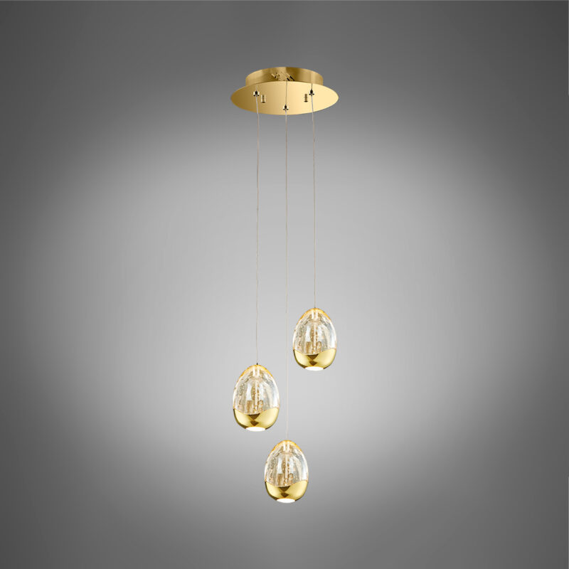 Golden Egg - Sospensione a 3 luci oro - 3AGOL