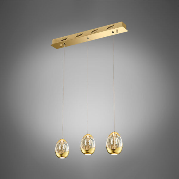 Golden Egg - Sospensione a 3 luci oro - 3BGOL