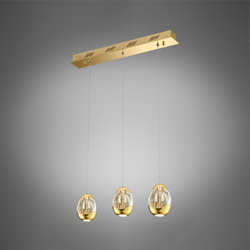 Golden Egg - Sospensione a 3 luci oro - 3BGOL