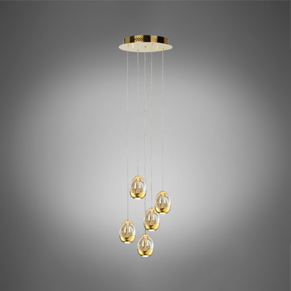 Golden Egg - Sospensione a 5 luci oro - 5AGOL