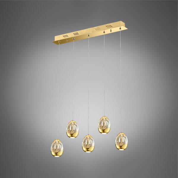 Golden Egg - Sospensione a 5 luci oro - 5BGOL