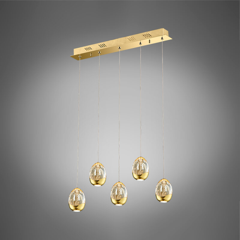 Golden Egg - Sospensione a 5 luci oro - 5BGOL