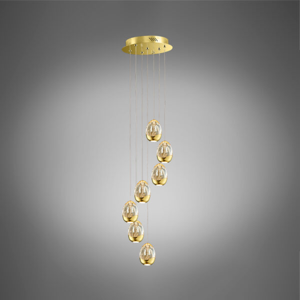Golden Egg - Sospensione a 7 luci oro