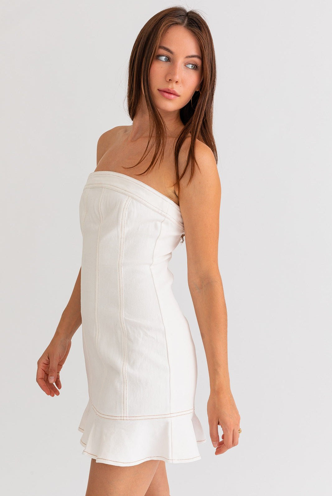 HARMONY STRETCH DENIM MINI DRESS - Ecozini