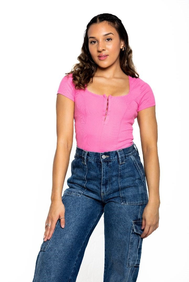 JADE HOOK & EYE RIB TEE - Ecozini