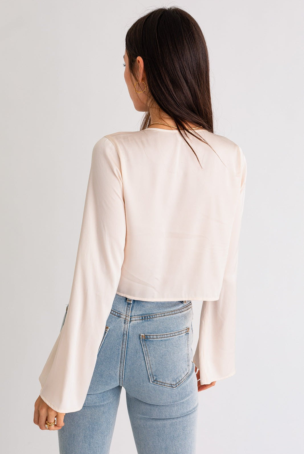 LASSO RHINESTONE SATIN TOP - Ecozini