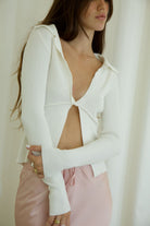 LEA TWIST FRONT SWEATER KNIT TOP - Ecozini