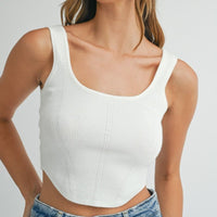Square Neckline Knit Crop Top