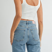 Square Neckline Knit Crop Top