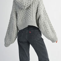 Chunky Cable Knit Cropped Hoodie