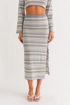 SAYLOR STRIPE MIDI SKIRT - Ecozini