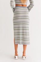 SAYLOR STRIPE MIDI SKIRT - Ecozini