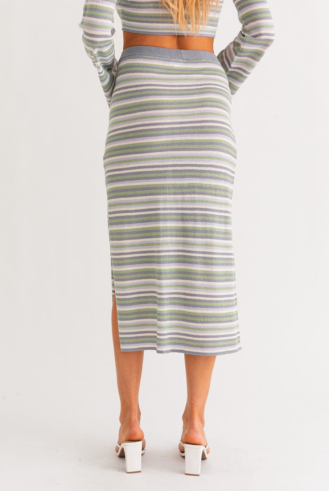 SAYLOR STRIPE MIDI SKIRT - Ecozini
