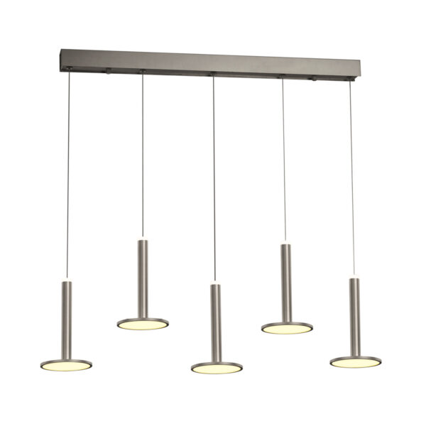 Tua - Sospensione a 5 luci nichel satinato - 5BSN