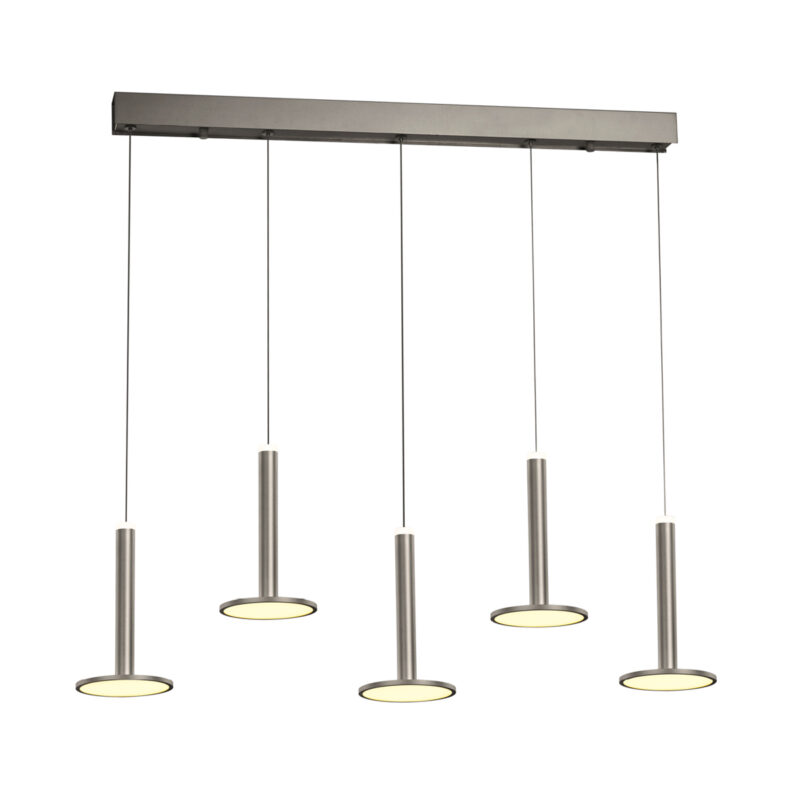 Tua - Sospensione a 5 luci nichel satinato - 5BSN
